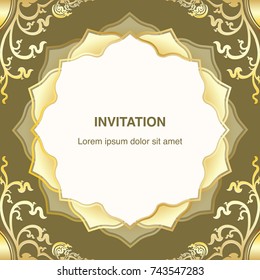 invitation card template, background and frame border vector design decoration floral vintage art illustration EPS 10