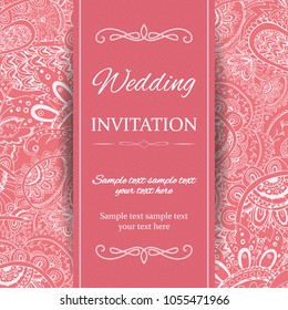 Invitation or Card template. Decorative paisl. Wedding invitation.