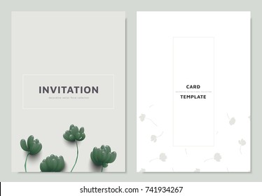 Invitation card template design, green Sedum Rubrotinctum or jelly bean plant 