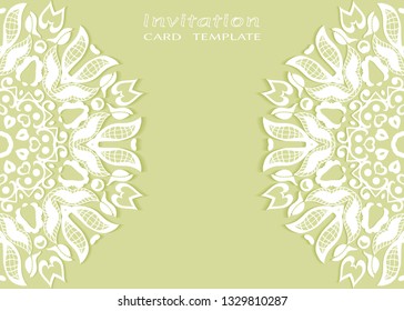 Invitation or Card template with doodle frame border,  hand drawn floral elements. Decorative openwork filigree art background for Wedding, Valentine's day greeting card, Birthday Invitation