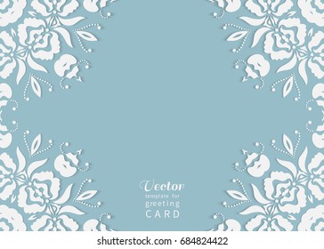 Invitation or Card template with doodle frame border pattern, hand drawn mandala vintage elements. Decorative floral background. Luxury postcard for Wedding, Valentine's day, Birthday, greeting cards