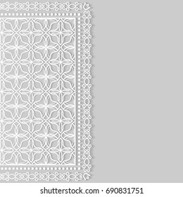 Invitation or Card template with doodle lace border frame, mandala element. Decorative graphic line art background. Tribal ethnic arabic, indian, turkish, mexican ornament