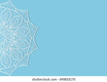 Invitation or Card template with doodle lace border frame, mandala element. Decorative graphic line art background. Tribal ethnic arabic, indian, turkish, mexican ornament