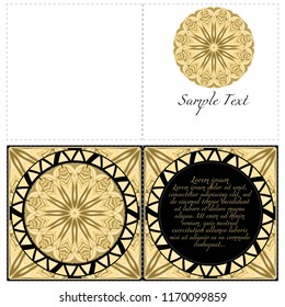 Invitation or Card template with floral mandala pattern. Decorative background for Wedding, greeting cards, Birthday Invitation. The front and rear side