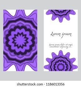 Invitation or Card template with floral mandala pattern. For Wedding, greeting cards, Birthday Invitation. The front and rear side. Vector illustration.