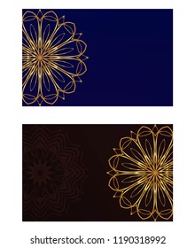 Invitation or Card template with floral mandala pattern. For Wedding, greeting cards, Birthday Invitation. The front and rear side. Vector illustration.