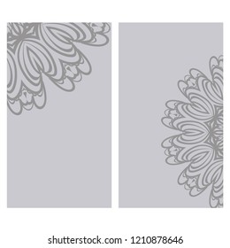 Invitation or Card template with floral mandala pattern. Decorative background for Wedding, greeting cards, Birthday Invitation. The front and rear side.