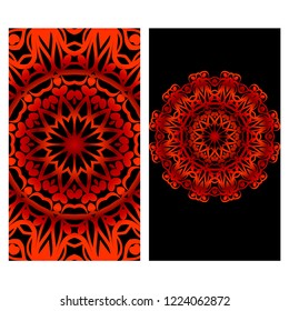 Invitation or Card template with floral mandala pattern. Decorative background for Wedding, greeting cards, Birthday Invitation. The front and rear side