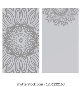 Invitation or Card template with floral mandala pattern. Decorative background for Wedding, greeting cards, Birthday Invitation. The front and rear side.
