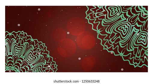 Invitation Or Card Template With Floral Mandala Pattern. For Wedding, Greeting Cards, Birthday Invitation. Vector Illustration.