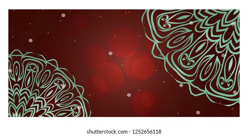 Invitation Or Card Template With Floral Mandala Pattern. For Wedding, Greeting Cards, Birthday Invitation. Vector Illustration.