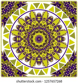 Invitation Or Card Template With Floral Mandala Pattern. For Wedding, Greeting Cards, Birthday Invitation. Vector Illustration.