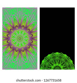 Invitation Or Card Template With Floral Mandala Pattern. Decorative Background For Wedding, Greeting Cards, Birthday Invitation