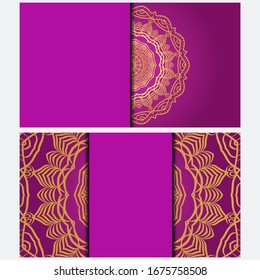 Invitation or Card template with floral mandala pattern. Decorative background for Wedding, greeting cards, Birthday Invitation. The front and rear side. Vector