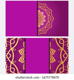Invitation or Card template with floral mandala pattern. Decorative background for Wedding, greeting cards, Birthday Invitation. The front and rear side. Vector
