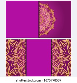 Invitation or Card template with floral mandala pattern. Decorative background for Wedding, greeting cards, Birthday Invitation. The front and rear side. Vector