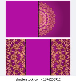 Invitation or Card template with floral mandala pattern. Decorative background for Wedding, greeting cards, Birthday Invitation. The front and rear side. Vector