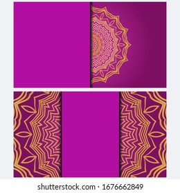 Invitation or Card template with floral mandala pattern. Decorative background for Wedding, greeting cards, Birthday Invitation. The front and rear side. Vector