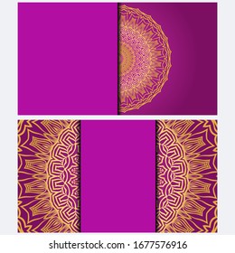 Invitation or Card template with floral mandala pattern. Decorative background for Wedding, greeting cards, Birthday Invitation. The front and rear side. Vector