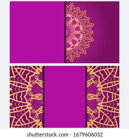 Invitation or Card template with floral mandala pattern. Decorative background for Wedding, greeting cards, Birthday Invitation. The front and rear side. Vector