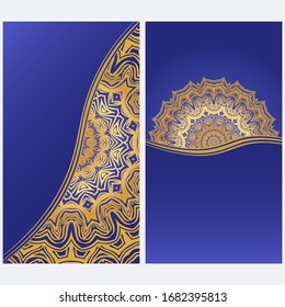 Invitation Or Card Template With Floral Mandala Pattern. For Wedding, Greeting Cards, Birthday Invitation. The Front And Rear Side. Vector Illustration. 