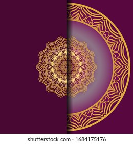 Invitation Or Card Template With Floral Mandala Pattern. Decorative Background For Wedding, Greeting Cards, Birthday Invitation.  Vector