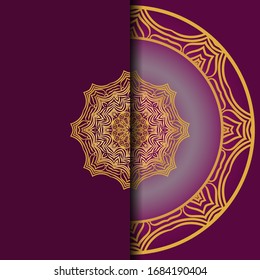 Invitation Or Card Template With Floral Mandala Pattern. Decorative Background For Wedding, Greeting Cards, Birthday Invitation.  Vector