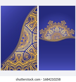 Invitation Or Card Template With Floral Mandala Pattern. For Wedding, Greeting Cards, Birthday Invitation. The Front And Rear Side. Vector Illustration. 