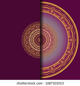 Invitation Or Card Template With Floral Mandala Pattern. Decorative Background For Wedding, Greeting Cards, Birthday Invitation.  Vector