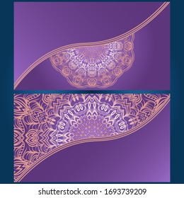 Invitation or Card template with floral mandala pattern. The front and rear side. Vector