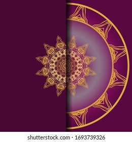 Invitation Or Card Template With Floral Mandala Pattern. Decorative Background For Wedding, Greeting Cards, Birthday Invitation.  Vector