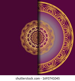 Invitation Or Card Template With Floral Mandala Pattern. Decorative Background For Wedding, Greeting Cards, Birthday Invitation.  Vector