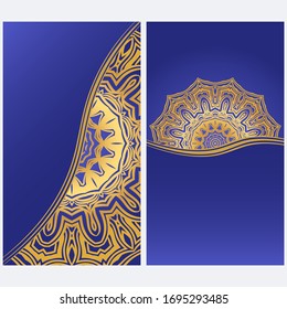 Invitation Or Card Template With Floral Mandala Pattern. For Wedding, Greeting Cards, Birthday Invitation. The Front And Rear Side. Vector Illustration. 