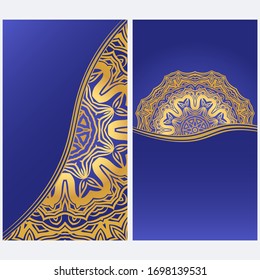 Invitation Or Card Template With Floral Mandala Pattern. For Wedding, Greeting Cards, Birthday Invitation. The Front And Rear Side. Vector Illustration. 