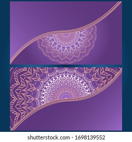 Invitation or Card template with floral mandala pattern. The front and rear side. Vector