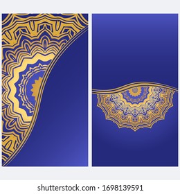 Invitation Or Card Template With Floral Mandala Pattern. For Wedding, Greeting Cards, Birthday Invitation. The Front And Rear Side. Vector Illustration. 