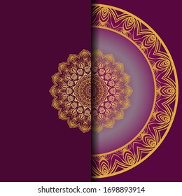 Invitation Or Card Template With Floral Mandala Pattern. Decorative Background For Wedding, Greeting Cards, Birthday Invitation.  Vector