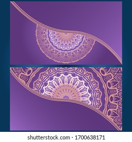 Invitation or Card template with floral mandala pattern. The front and rear side. Vector
