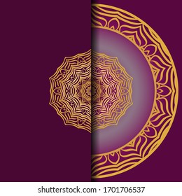 Invitation Or Card Template With Floral Mandala Pattern. Decorative Background For Wedding, Greeting Cards, Birthday Invitation.  Vector