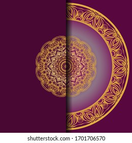 Invitation Or Card Template With Floral Mandala Pattern. Decorative Background For Wedding, Greeting Cards, Birthday Invitation.  Vector