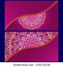 Invitation or Card template with floral mandala pattern. The front and rear side. Vector