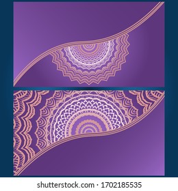 Invitation or Card template with floral mandala pattern. The front and rear side. Vector