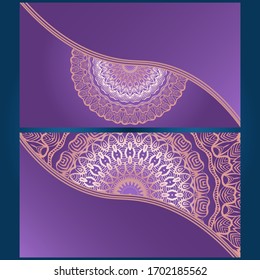 Invitation or Card template with floral mandala pattern. The front and rear side. Vector