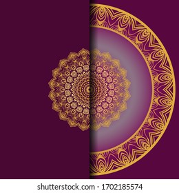 Invitation Or Card Template With Floral Mandala Pattern. Decorative Background For Wedding, Greeting Cards, Birthday Invitation.  Vector