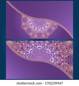 Invitation or Card template with floral mandala pattern. The front and rear side. Vector