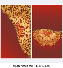Invitation Or Card Template With Floral Mandala Pattern. For Wedding, Greeting Cards, Birthday Invitation. The Front And Rear Side. Vector Illustration. 