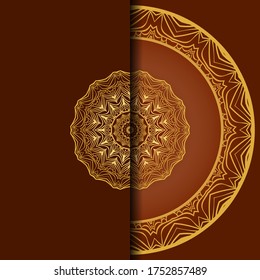 Invitation Or Card Template With Floral Mandala Pattern. Decorative Background For Wedding, Greeting Cards, Birthday Invitation.  Vector