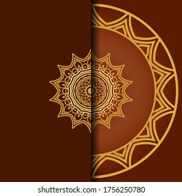 Invitation Or Card Template With Floral Mandala Pattern. Decorative Background For Wedding, Greeting Cards, Birthday Invitation.  Vector
