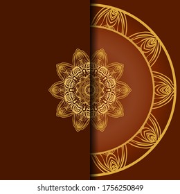 Invitation Or Card Template With Floral Mandala Pattern. Decorative Background For Wedding, Greeting Cards, Birthday Invitation.  Vector