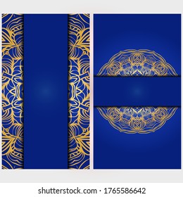 Invitation or Card template with floral mandala pattern. Decorative background for Wedding, greeting cards, Birthday Invitation. The front and rear side. Vector